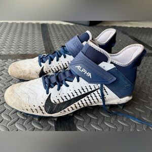 Mens Cleats - Nike Air Jordan Alpha Menace Pro 2 Mid 'White/Navy' - Size 15